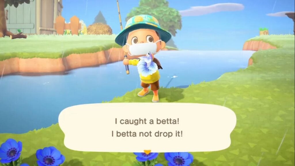 Catching a Betta fish in Animal Crossing: New Horizons