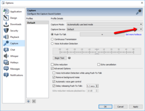 teamspeak for mac push to talk setting