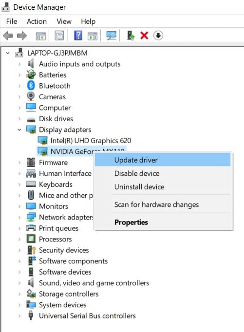 update driver windows 10