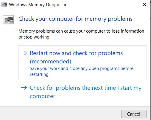 windows memory diagnostic