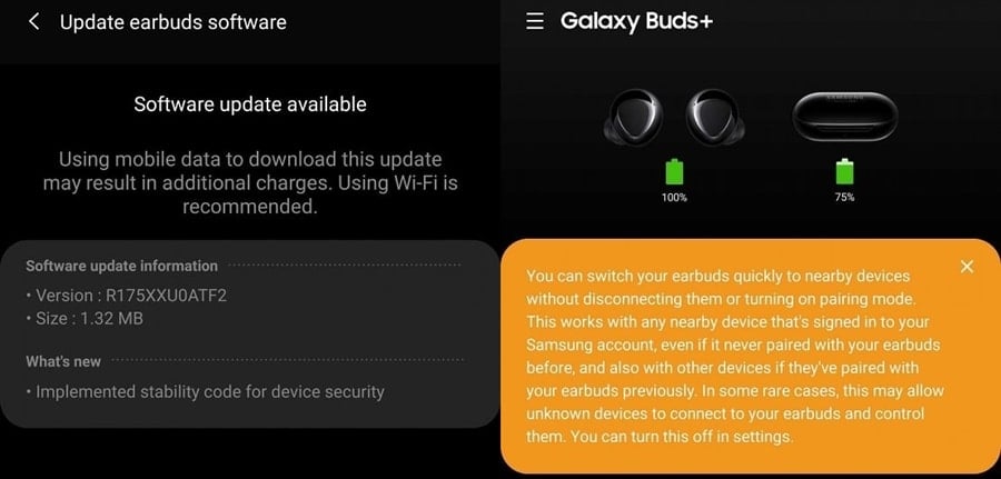 Samsung Galaxy Buds + update