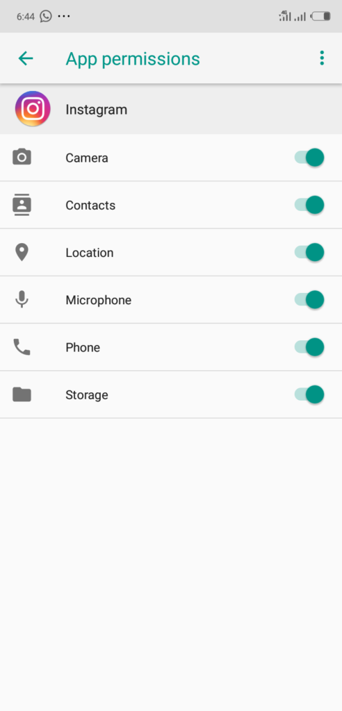 Instagram App Permissioins