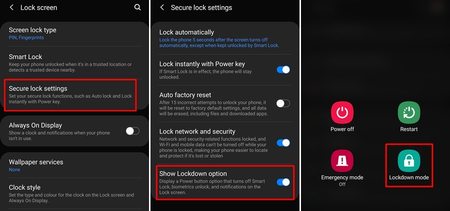 Samsung One UI Lockdown mode