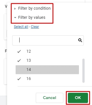 Pivot Table filters