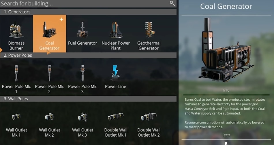 Coal Generator in Satisfactory