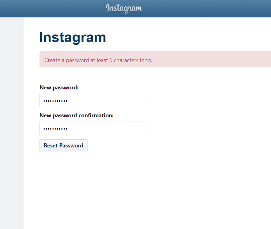 Сбросить пароль Instagram