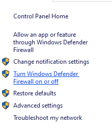 Turn Windows Defender Firewall on or off - Error Code 0X4004F00C