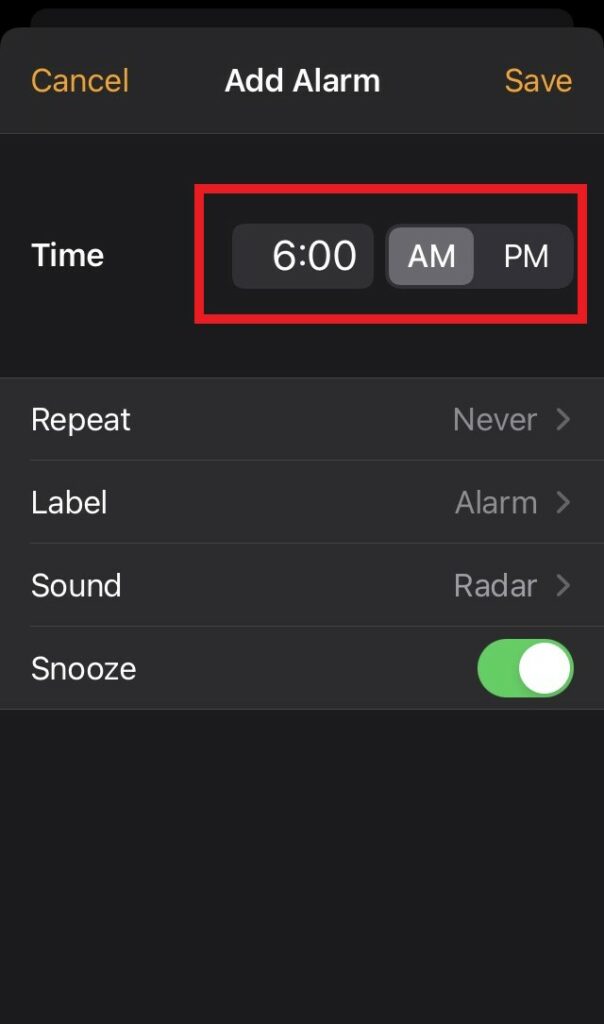 Add Alarm interface on iOS 14