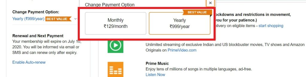 Amazon Music prime membership plans