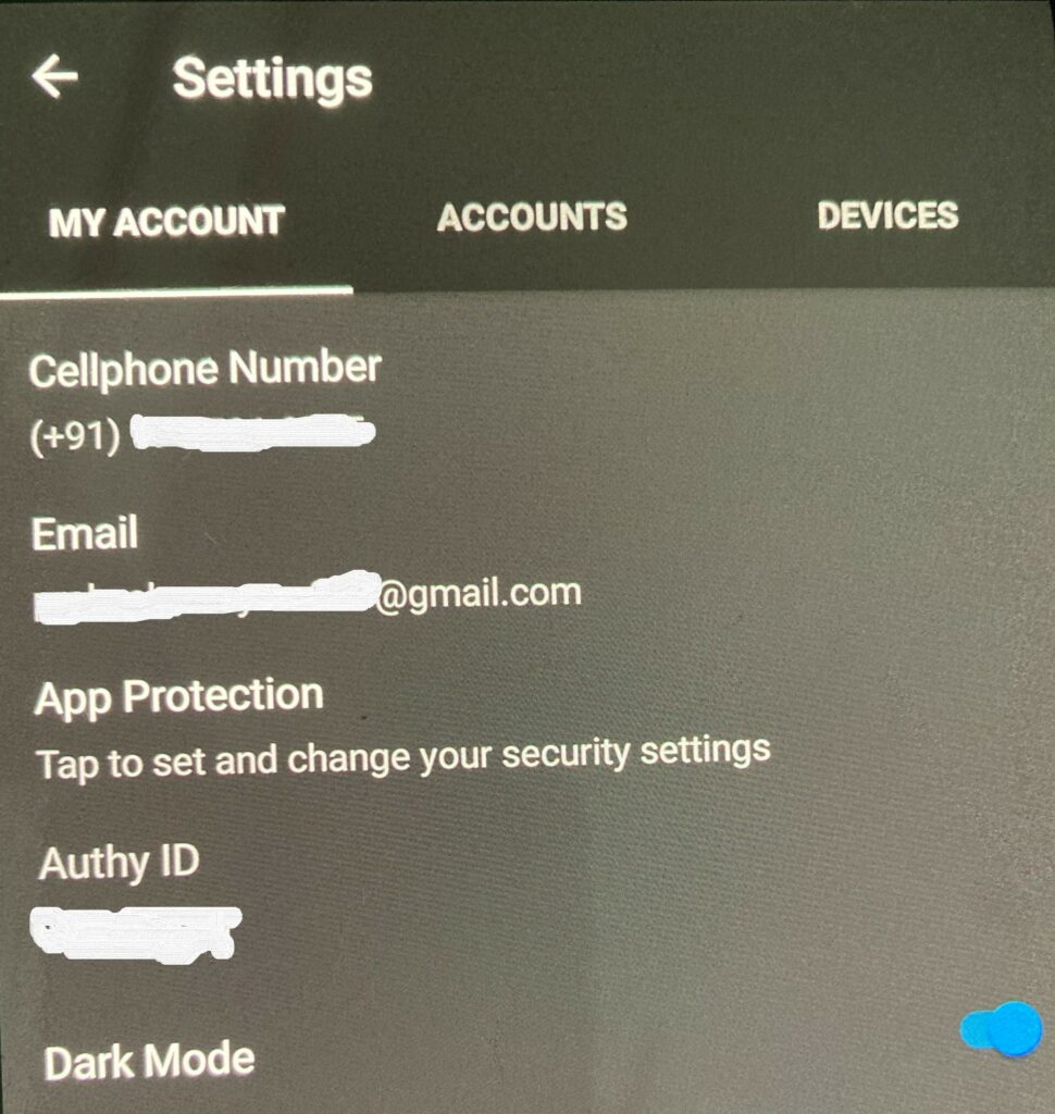 Authy User details