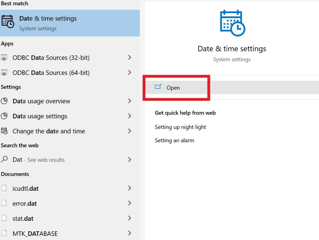 Windows Date and Time Settings