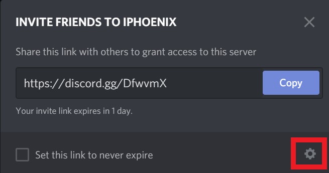 invite friends with Discord Invite Link