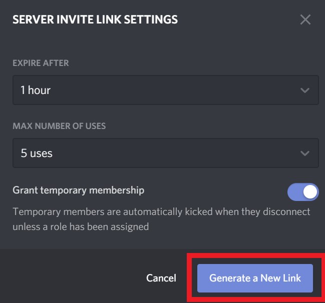 generate Discord Invite Link