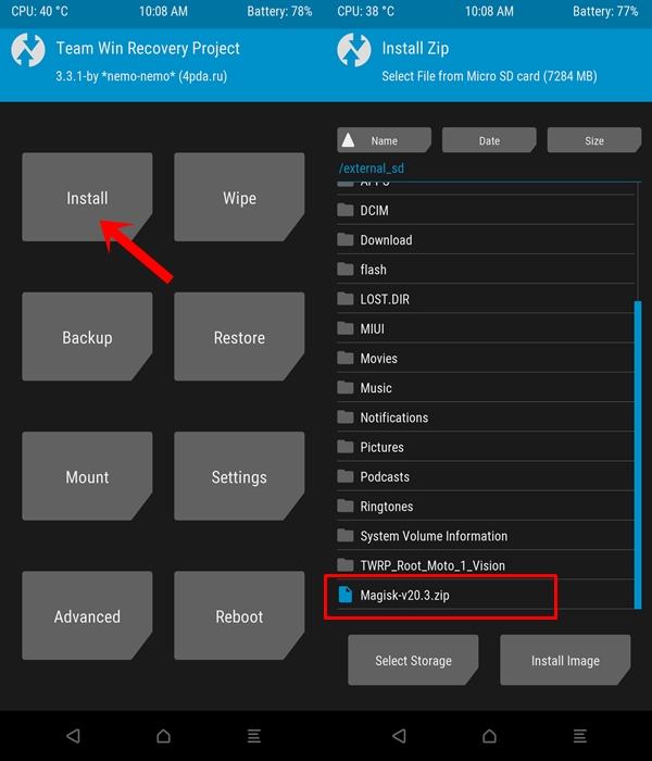 install magisk zip root fold 2