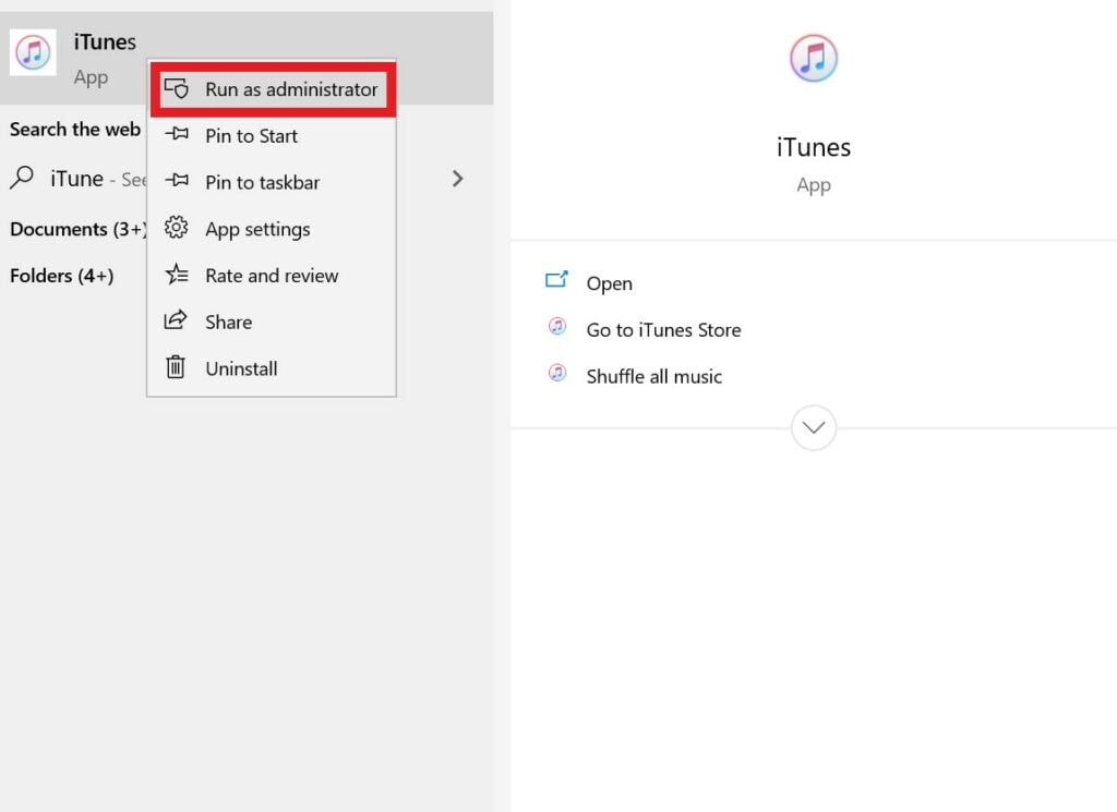Run iTunes with Admin Privilege