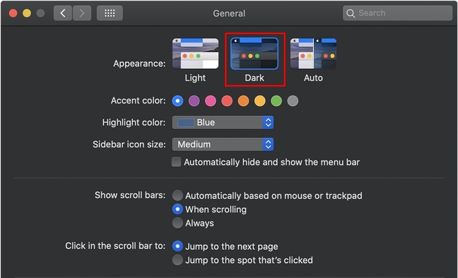 enable dark mode on mac