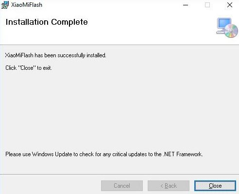 mi flash tool install success