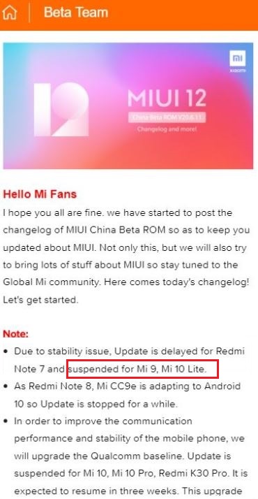 miui 12 beta mi 9 suspended