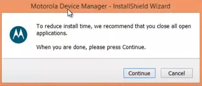 motorola device manager prompt