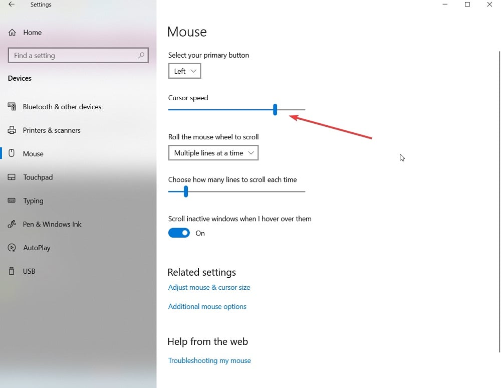 How to Change Cursor Speed in Latest Windows 10 version 2004