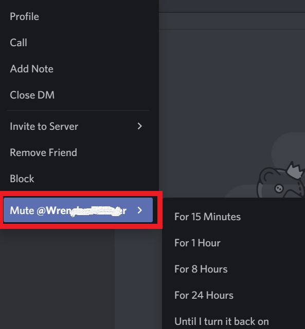 mute a friend on Discord