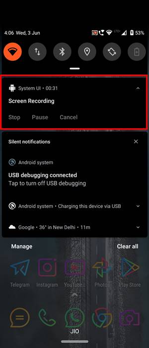 recording notification