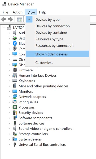 show hidden devices