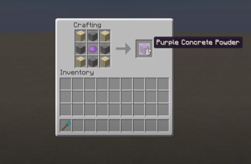 Crafting concrete powder in Minecraft