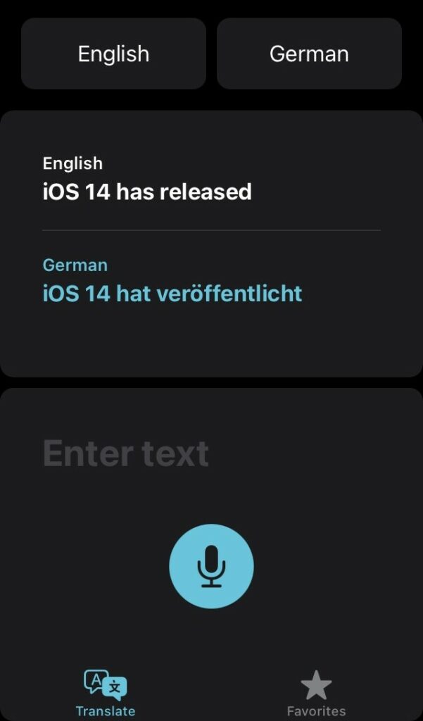 Translate App in iOS 14