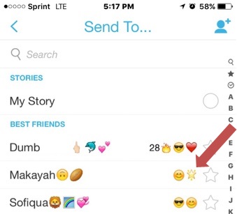 what does the gold star mean in snapchat