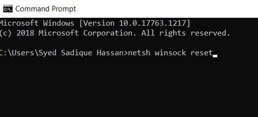 winsock windows 10