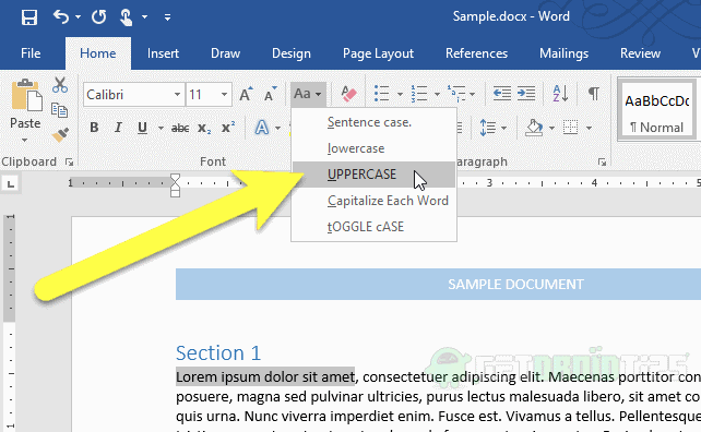 Change the Capitalization or Case of Text to Small in Microsoft Word
