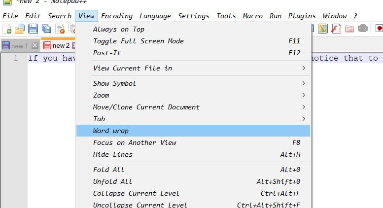 How To wrap Lines in Notepad++