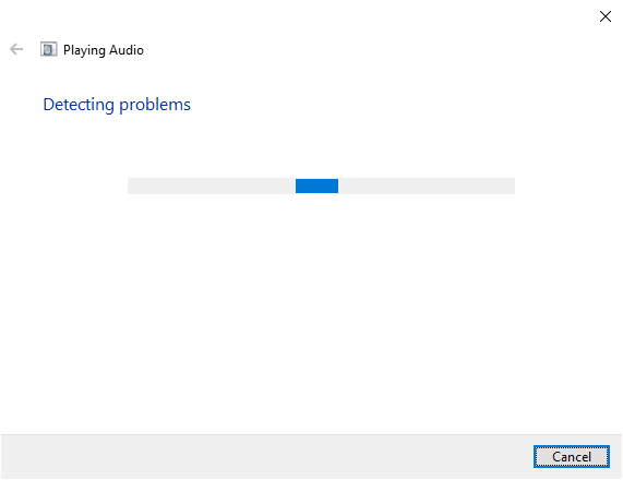 Audio Playback Troubleshooter running