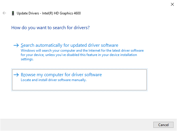 Browse computer for driver software