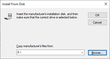 Browse for downloaded driver file