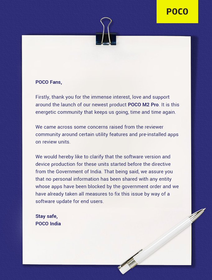 Poco open letter to address privacy concerns