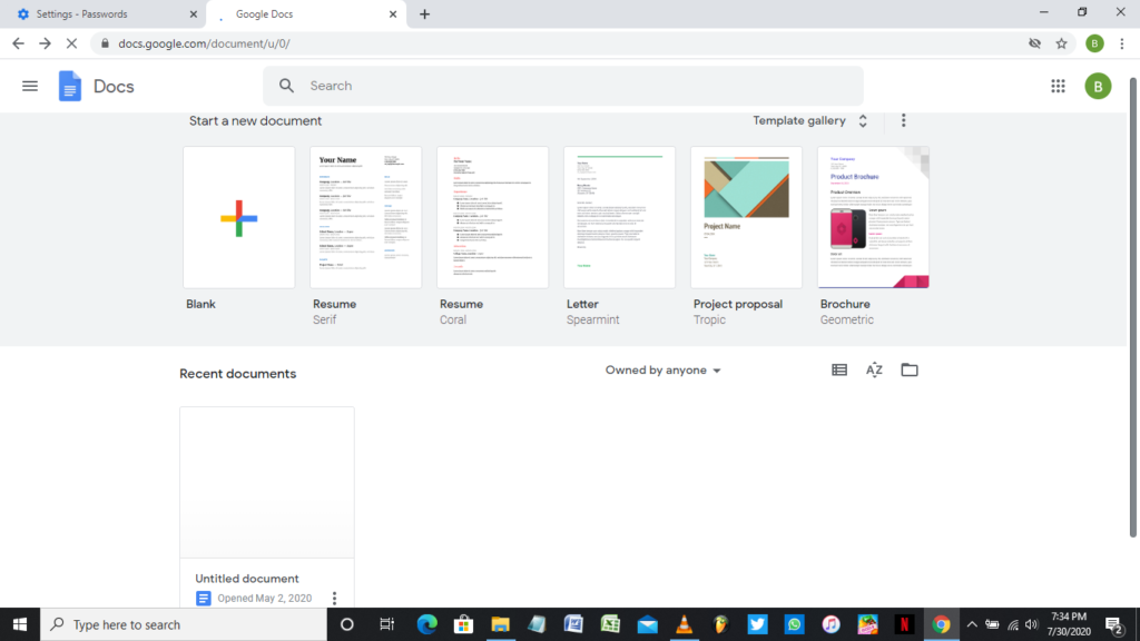 Google Docs on PC