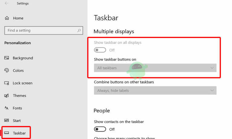 show taskbar on both monitors windows 10