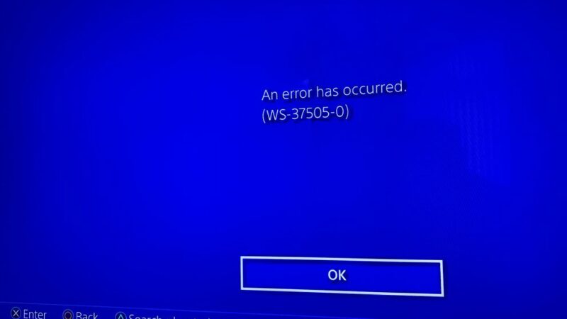 PS4 Error Code WS-37505-0