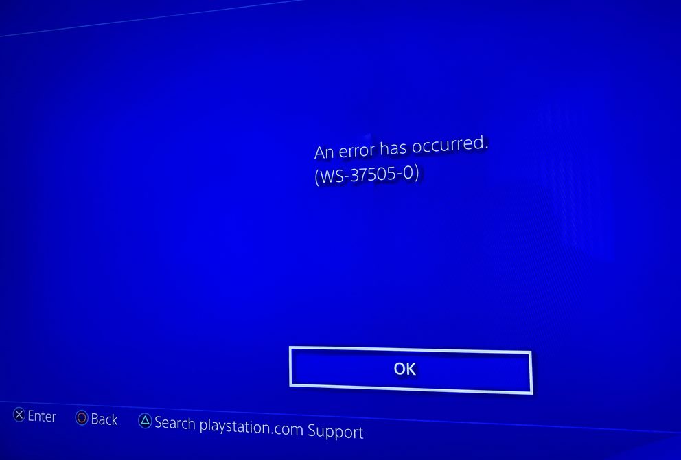 PS4 Error Code WS-37505-0