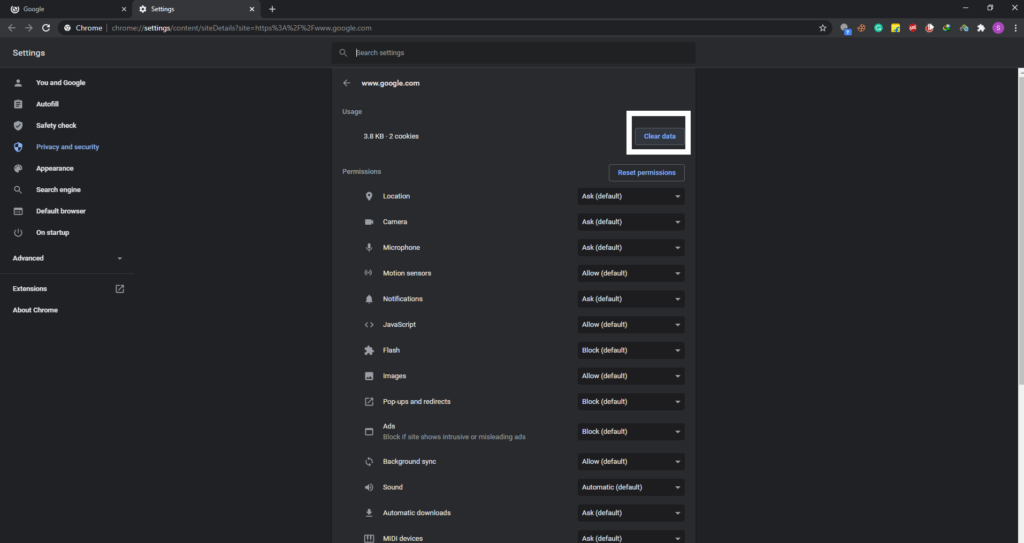 How to Clear Cookies and Cache for One Site in Chrome Browser