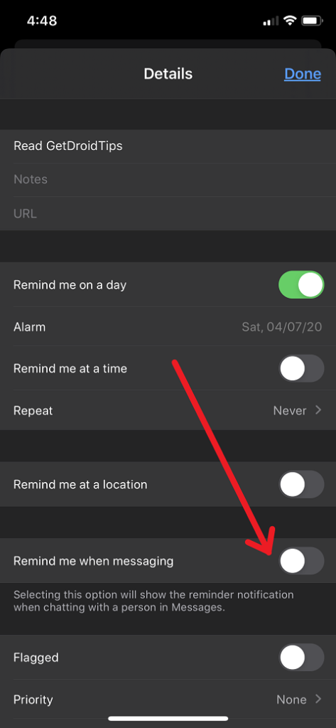 Use Remind When Messaging Feature iPhone iPad Mac - Step 3
