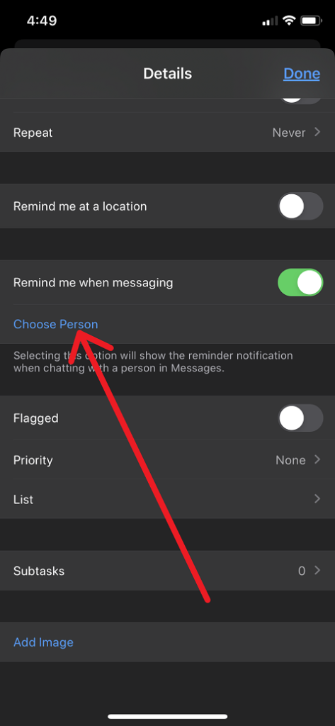 Использование функции напоминания при обмене сообщениями iPhone iPad Mac - шаг 4