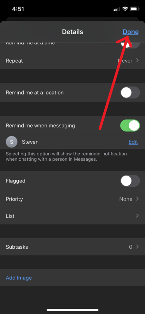 Использование функции напоминания при обмене сообщениями iPhone iPad Mac - Шаг 6