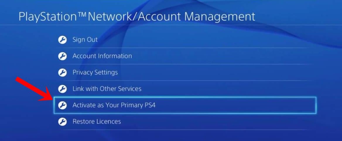 activate primary ps4 account