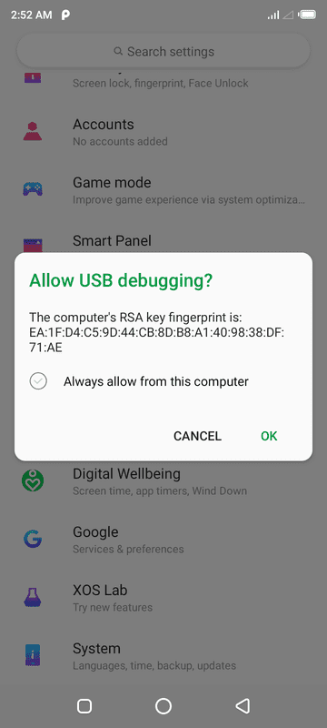 allow usb prompt