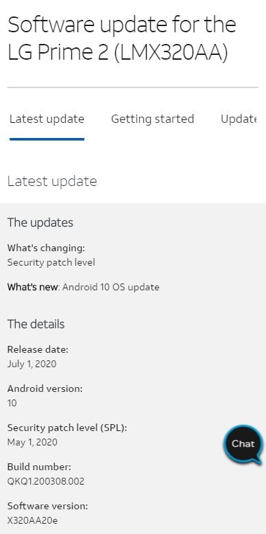 at&t lg prime android 10 stable update