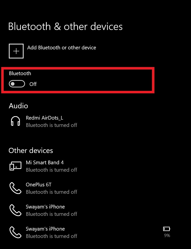 Turn off Bluetooth on your PC