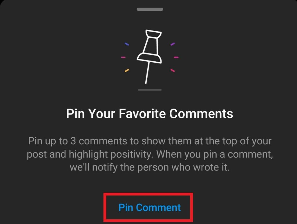 Пин-комментарии в Instagram подтверждают действие
